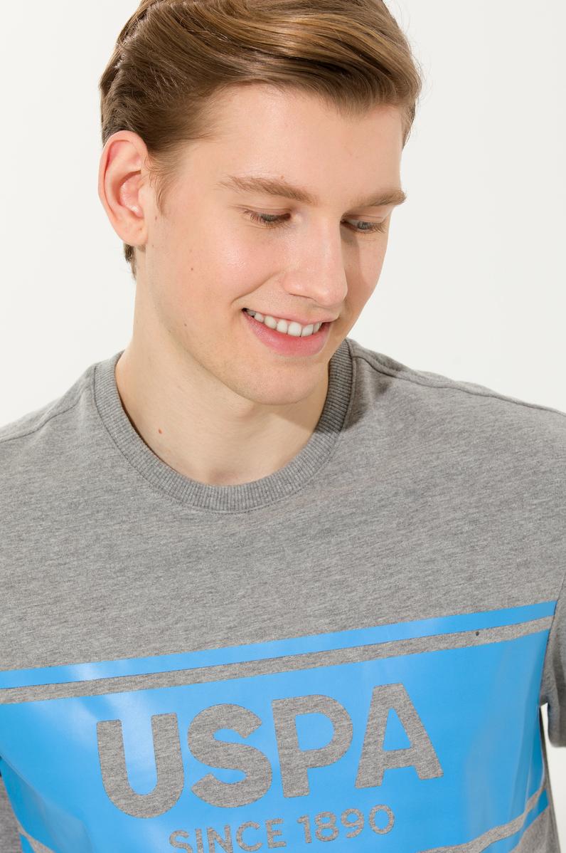 Erkek Gri Melanj Bisiklet Yaka Sweatshirt