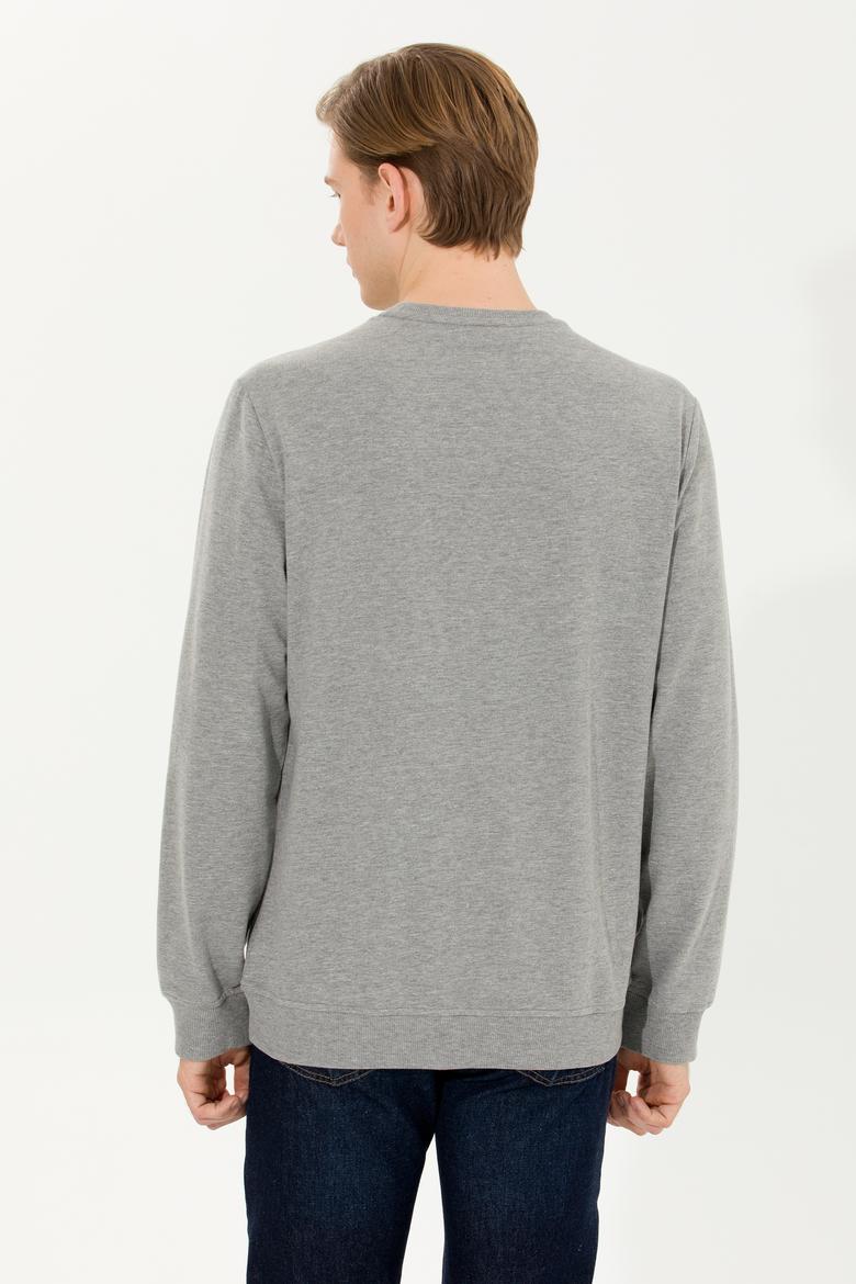 Erkek Gri Melanj Bisiklet Yaka Sweatshirt - 50256375020