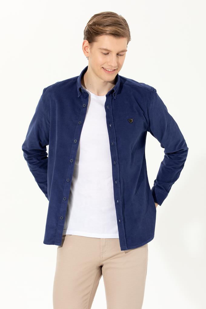 Erkek Mavi Uzun Kollu Gömlek