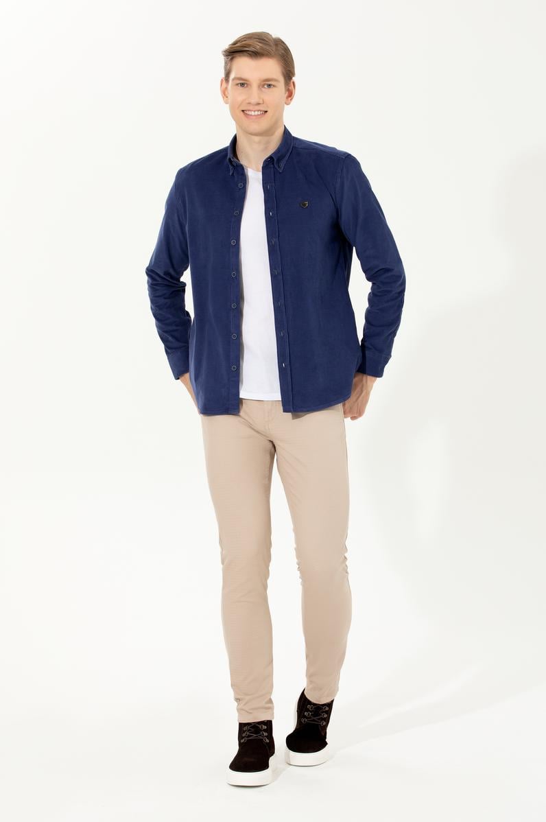 Erkek Mavi Uzun Kollu Gömlek