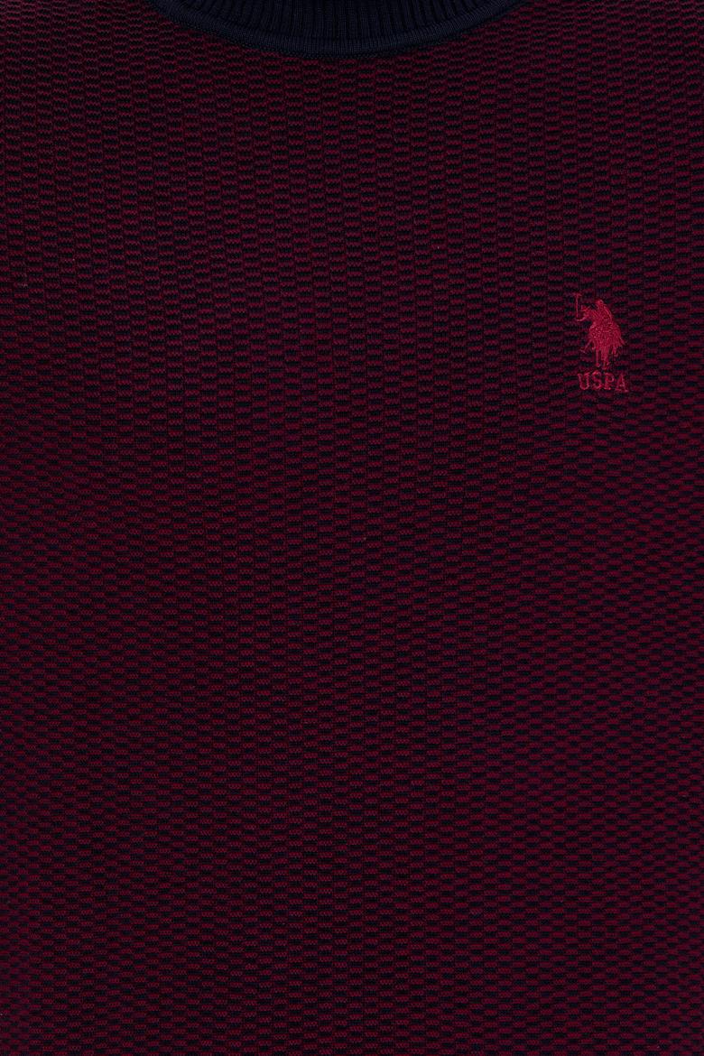 Erkek Bordo Balıkçı Yaka Triko Kazak - 50252217009