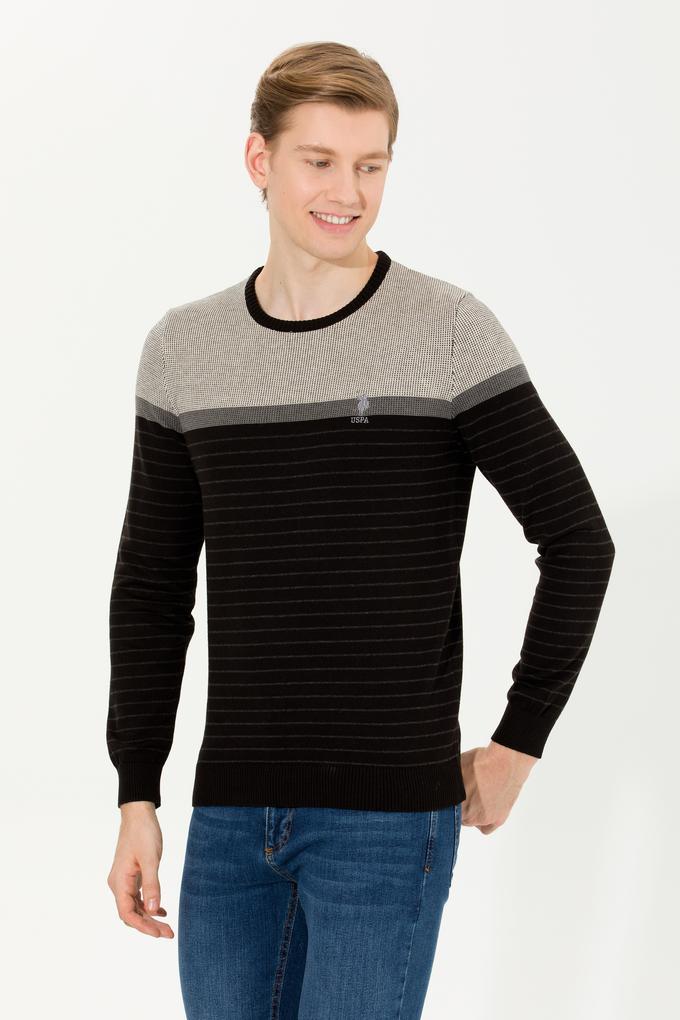 Erkek Siyah Bisiklet Yaka Triko Kazak