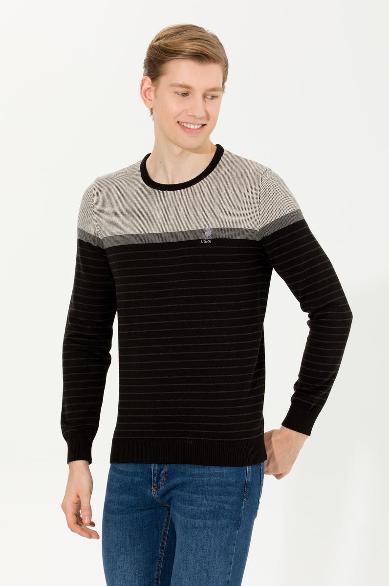 Erkek Siyah Bisiklet Yaka Triko Kazak