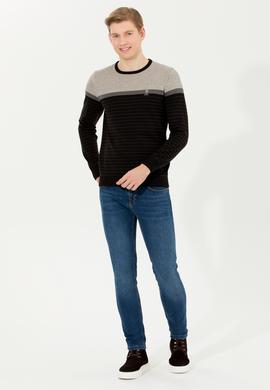 Erkek Siyah Bisiklet Yaka Triko Kazak - 50251888026