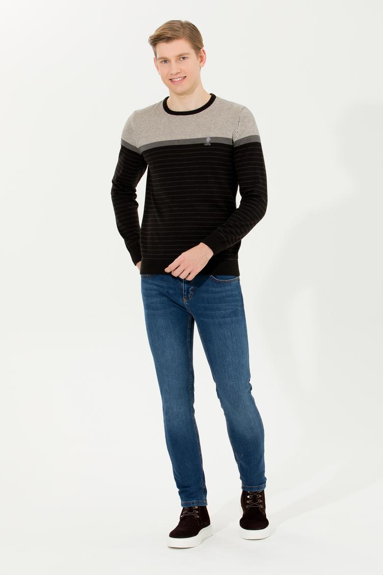 Erkek Siyah Bisiklet Yaka Triko Kazak - 50251888026