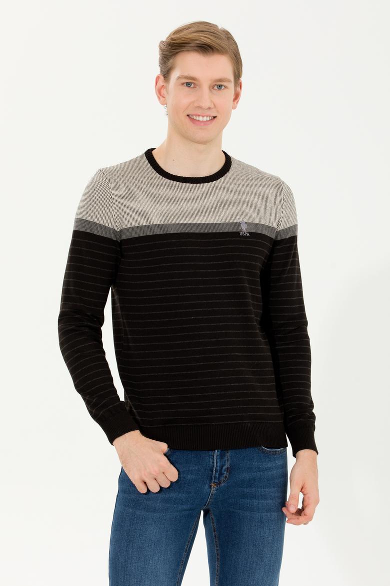 Erkek Siyah Bisiklet Yaka Triko Kazak - 50251888026