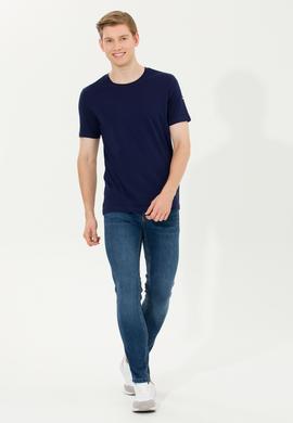 Erkek Lacivert Basic Bisiklet Yaka Tişört - 50264916053