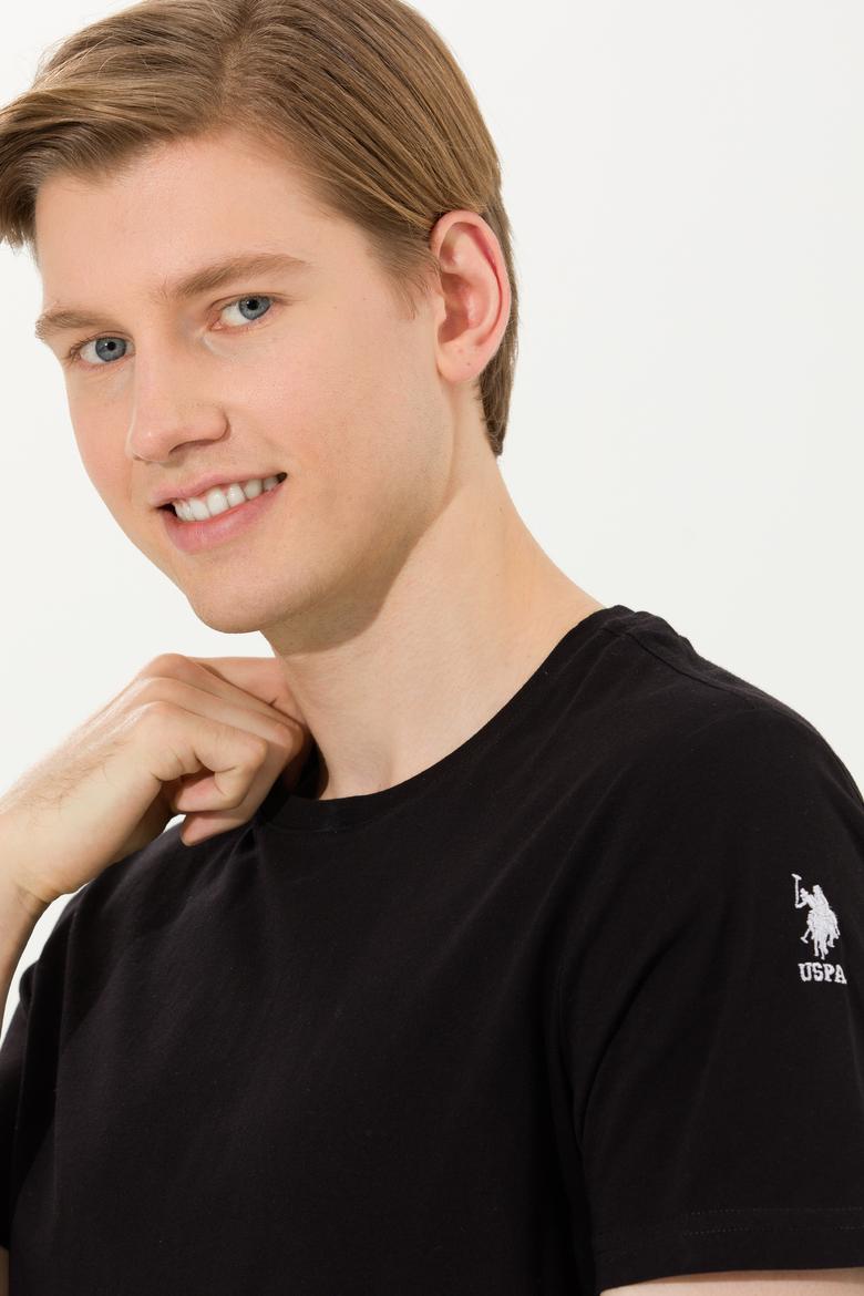 Erkek Siyah Basic Bisiklet Yaka Tişört - 50264916110