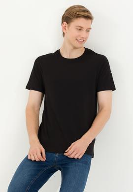 Erkek Siyah Basic Bisiklet Yaka Tişört - 50264916110