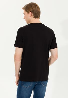 Erkek Siyah Basic Bisiklet Yaka Tişört - 50264916110