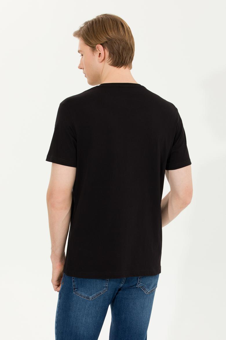 Erkek Siyah Basic Bisiklet Yaka Tişört - 50264916110