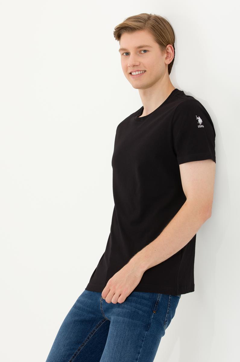 Erkek Siyah Basic Bisiklet Yaka Tişört