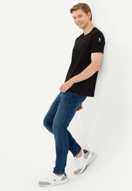 Erkek Siyah Basic Bisiklet Yaka Tişört - 50264916110