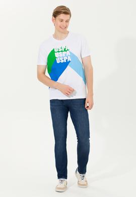 Erkek Beyaz Bisiklet Yaka Tişört - 50264956023