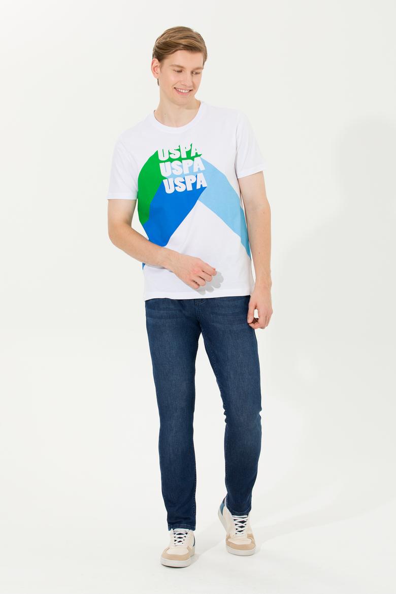 Erkek Beyaz Bisiklet Yaka Tişört - 50264956023