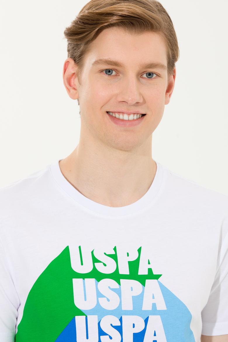 Erkek Beyaz Bisiklet Yaka Tişört