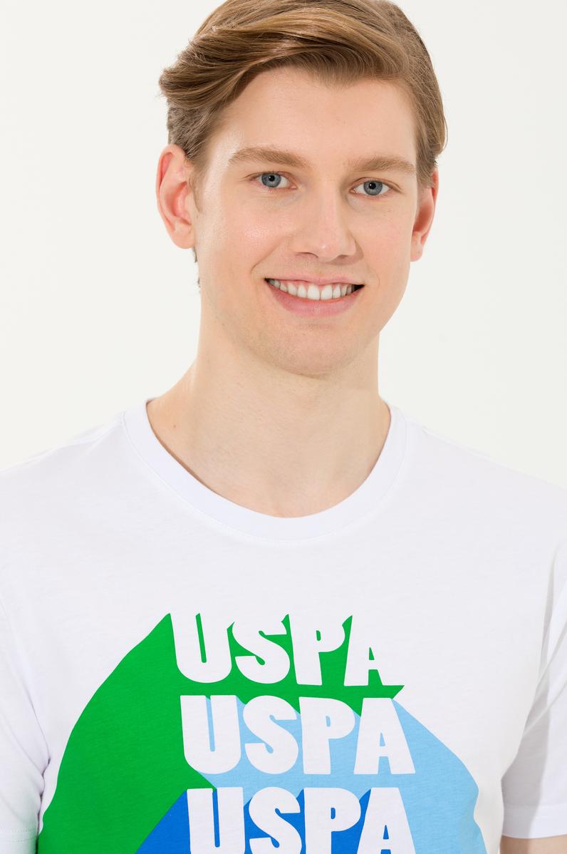 Erkek Beyaz Bisiklet Yaka Tişört