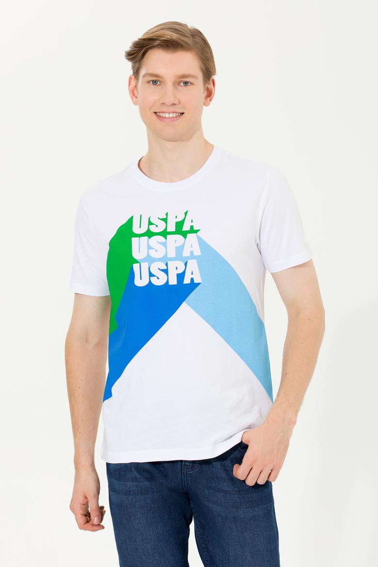 Erkek Beyaz Bisiklet Yaka Tişört - 50264956023