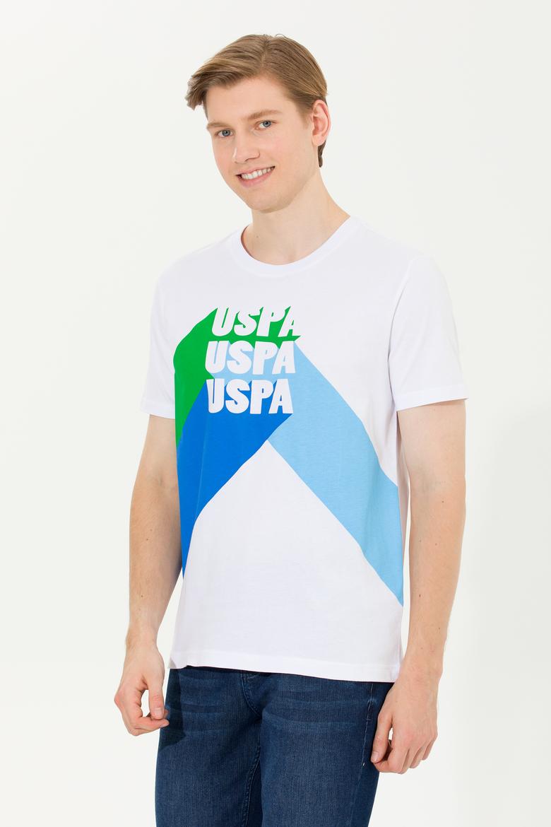 Erkek Beyaz Bisiklet Yaka Tişört - 50264956023