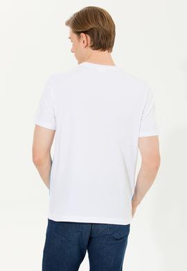 Erkek Beyaz Bisiklet Yaka Tişört - 50264956023