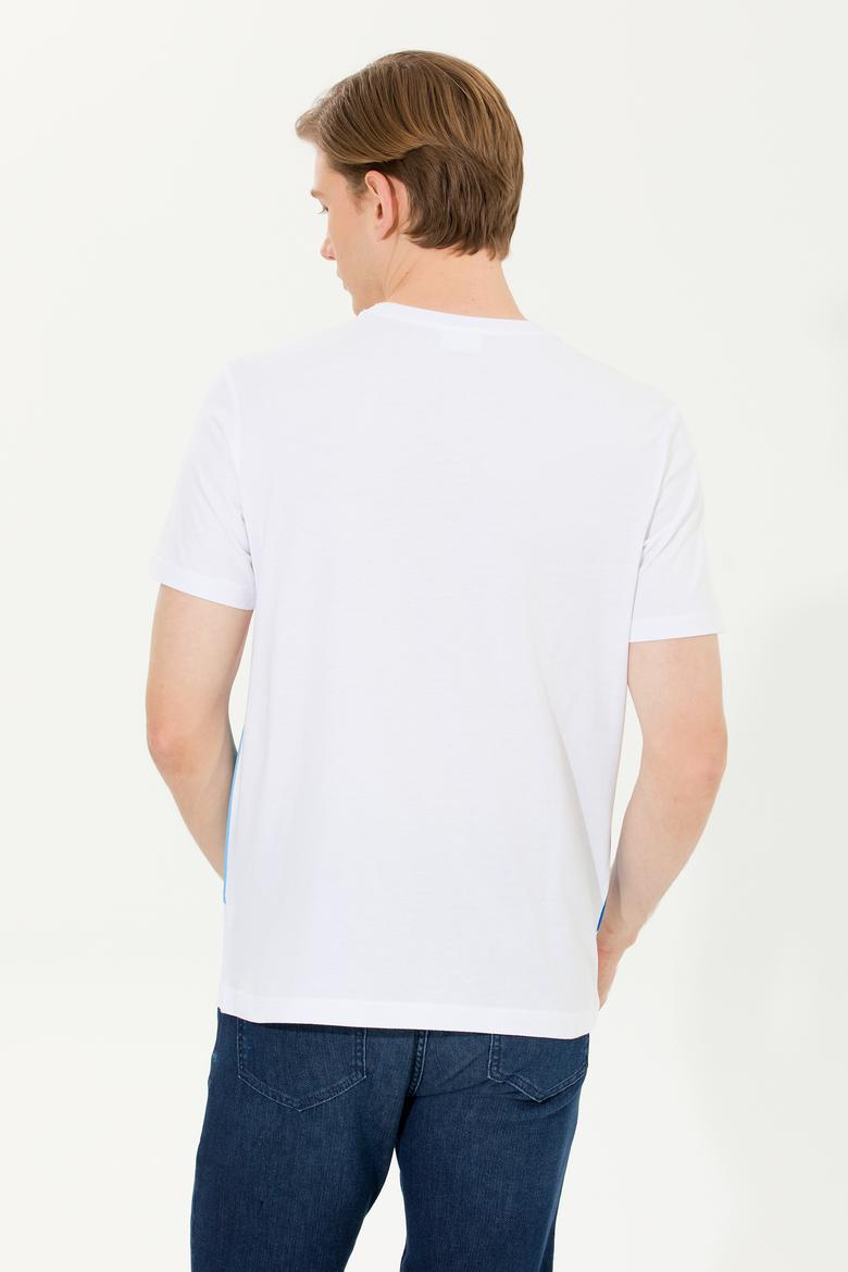 Erkek Beyaz Bisiklet Yaka Tişört - 50264956023