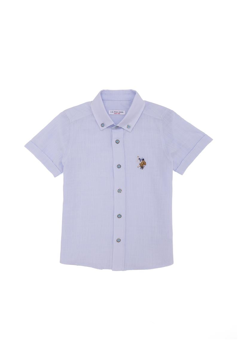 Erkek Çocuk Basic Açık Mavi Kısa Kollu Gömlek