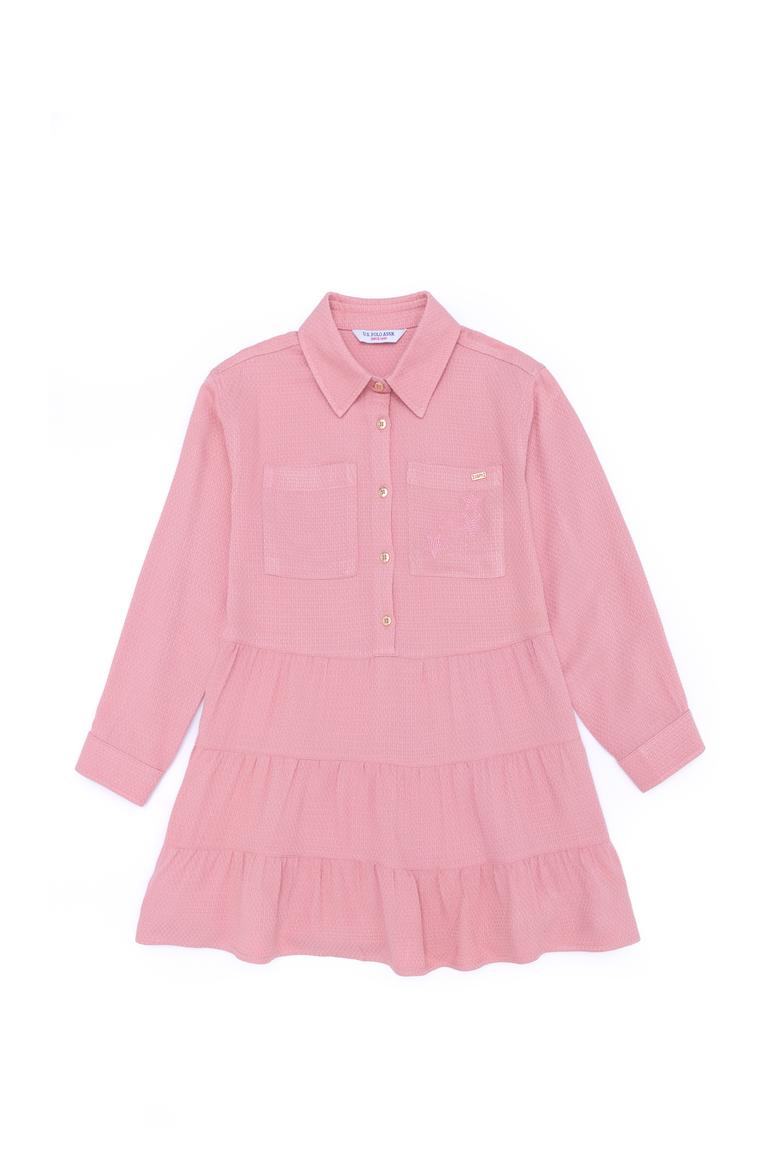 Kız Çocuk Pudra Dokuma Elbise - 50253033019