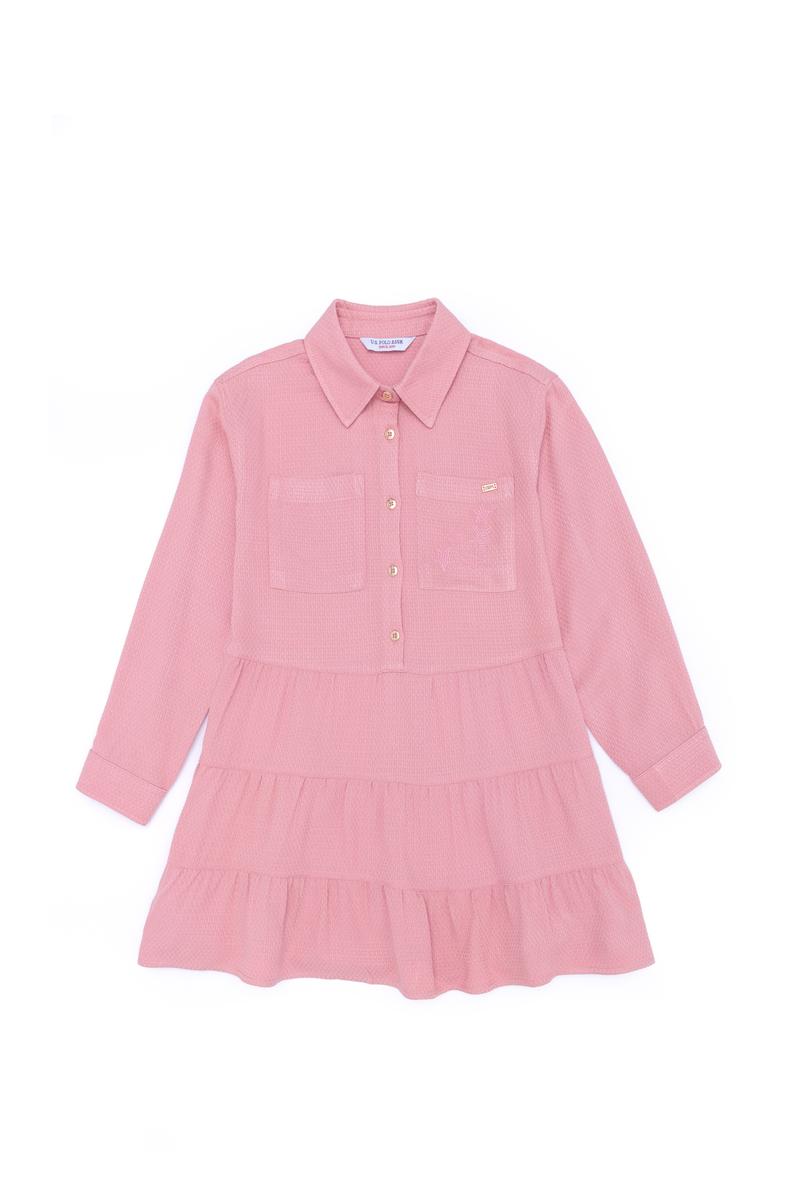 Kız Çocuk Pudra Dokuma Elbise