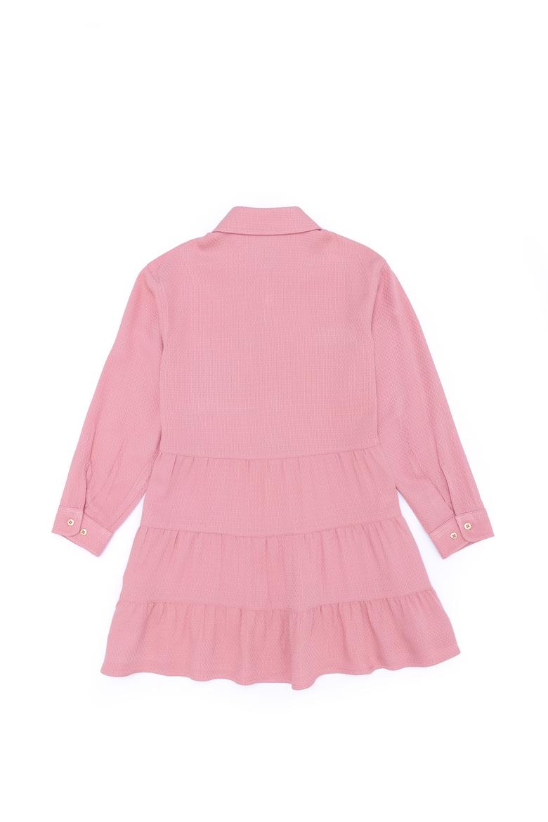 Kız Çocuk Pudra Dokuma Elbise - 50253033019