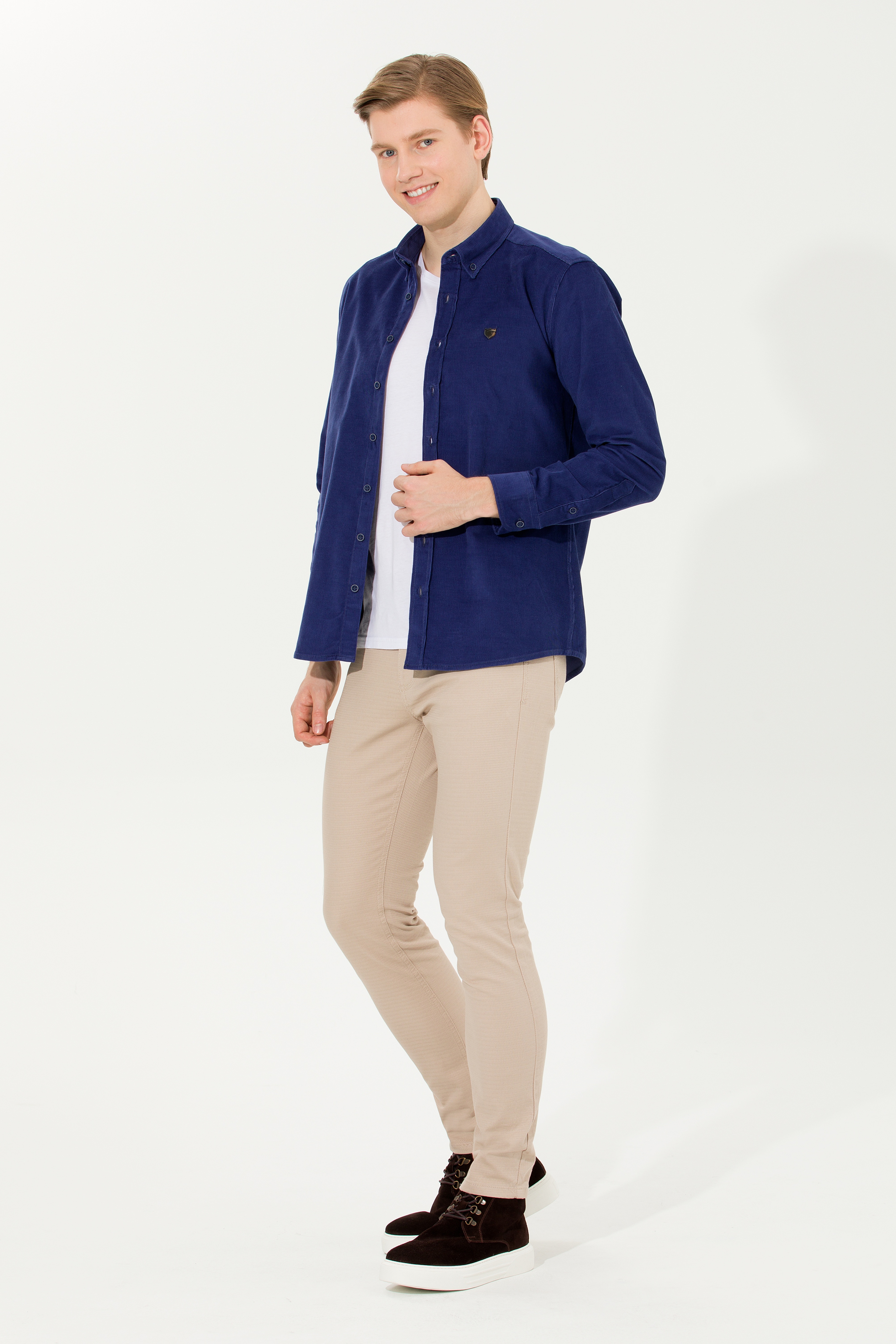 Erkek Slim Fit Taş Kanvas Pantolon