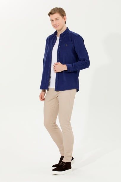 Erkek Slim Fit Taş Kanvas Pantolon