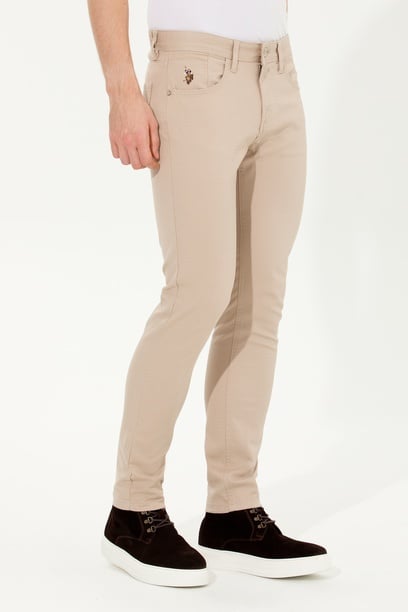 Erkek Slim Fit Taş Kanvas Pantolon