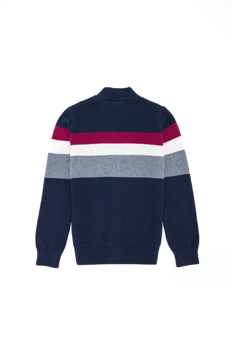 Erkek Çocuk Lacivert Melanj Triko V - Yaka Hırka - 50260542010