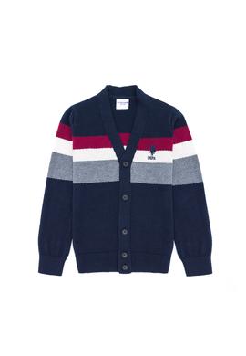 Erkek Çocuk Lacivert Melanj Triko V - Yaka Hırka - 50260542010