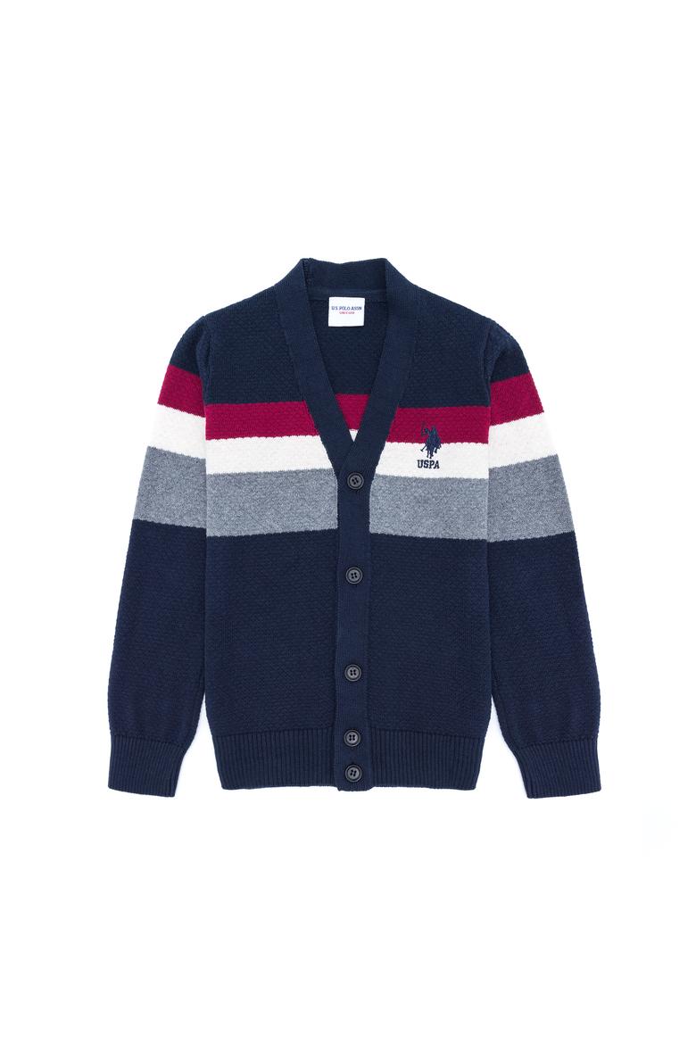 Erkek Çocuk Lacivert Melanj Triko V - Yaka Hırka - 50260542010