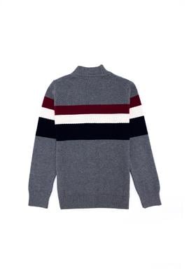 Erkek Çocuk Gri Melanj Triko V - Yaka Hırka - 50260542018