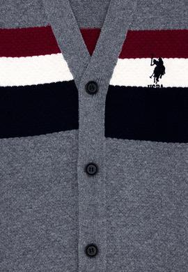 Erkek Çocuk Gri Melanj Triko V - Yaka Hırka - 50260542018