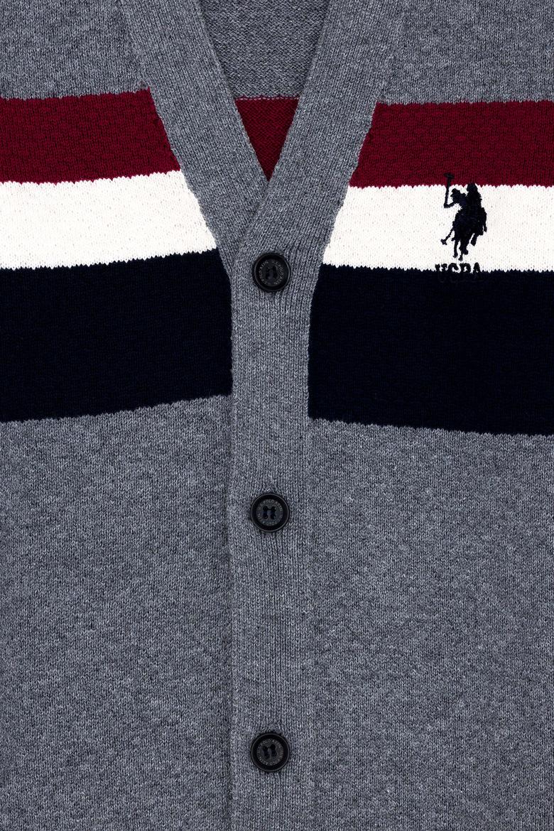 Erkek Çocuk Gri Melanj Triko V - Yaka Hırka - 50260542018