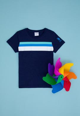 Çocuk Lacivert Bisiklet Yaka Tişört - 50265957013