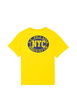 Erkek Çocuk Sarı Oversize Bisiklet Yaka Tişört - 50266030028