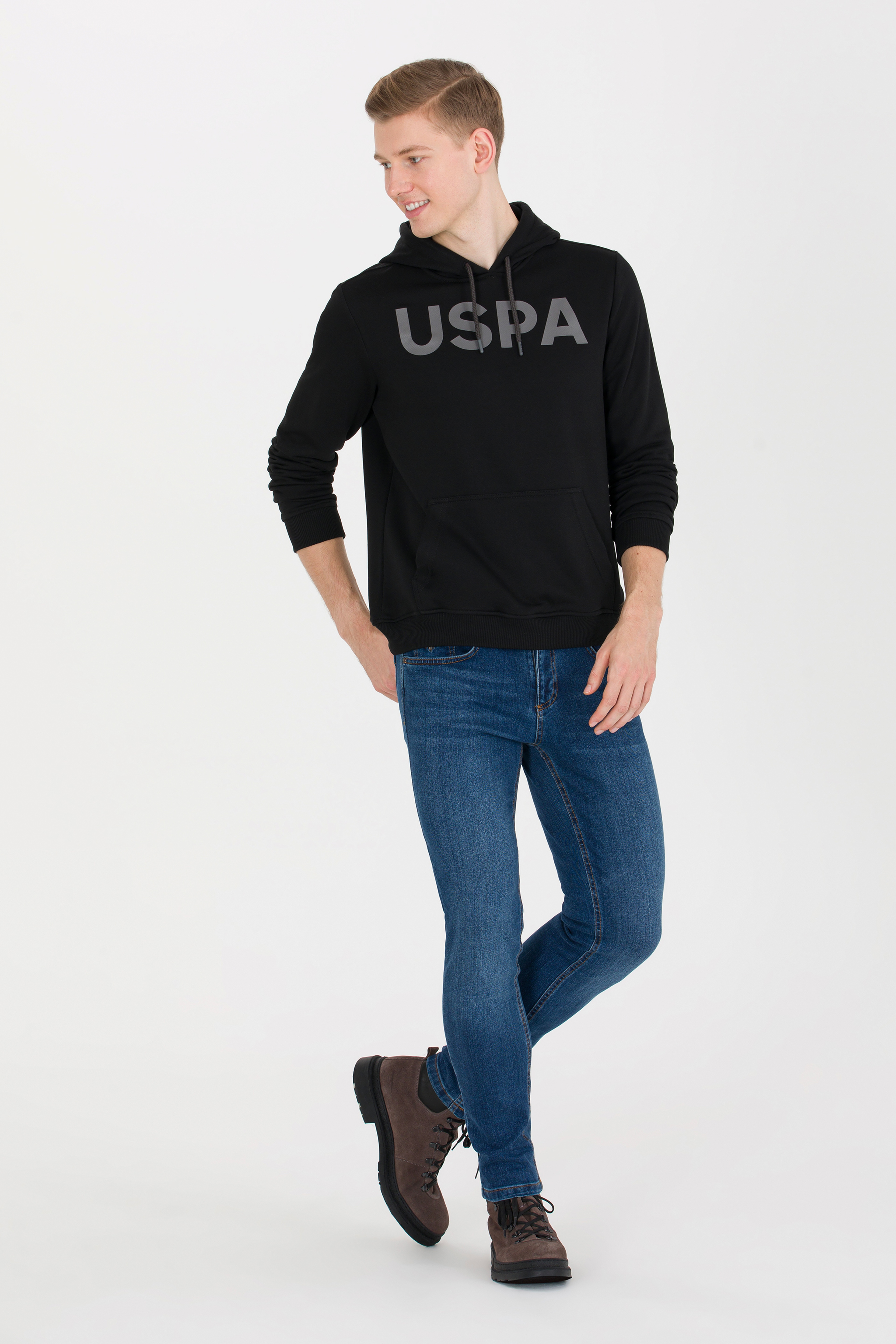 Erkek Siyah Basic Sweatshirt - Image 2