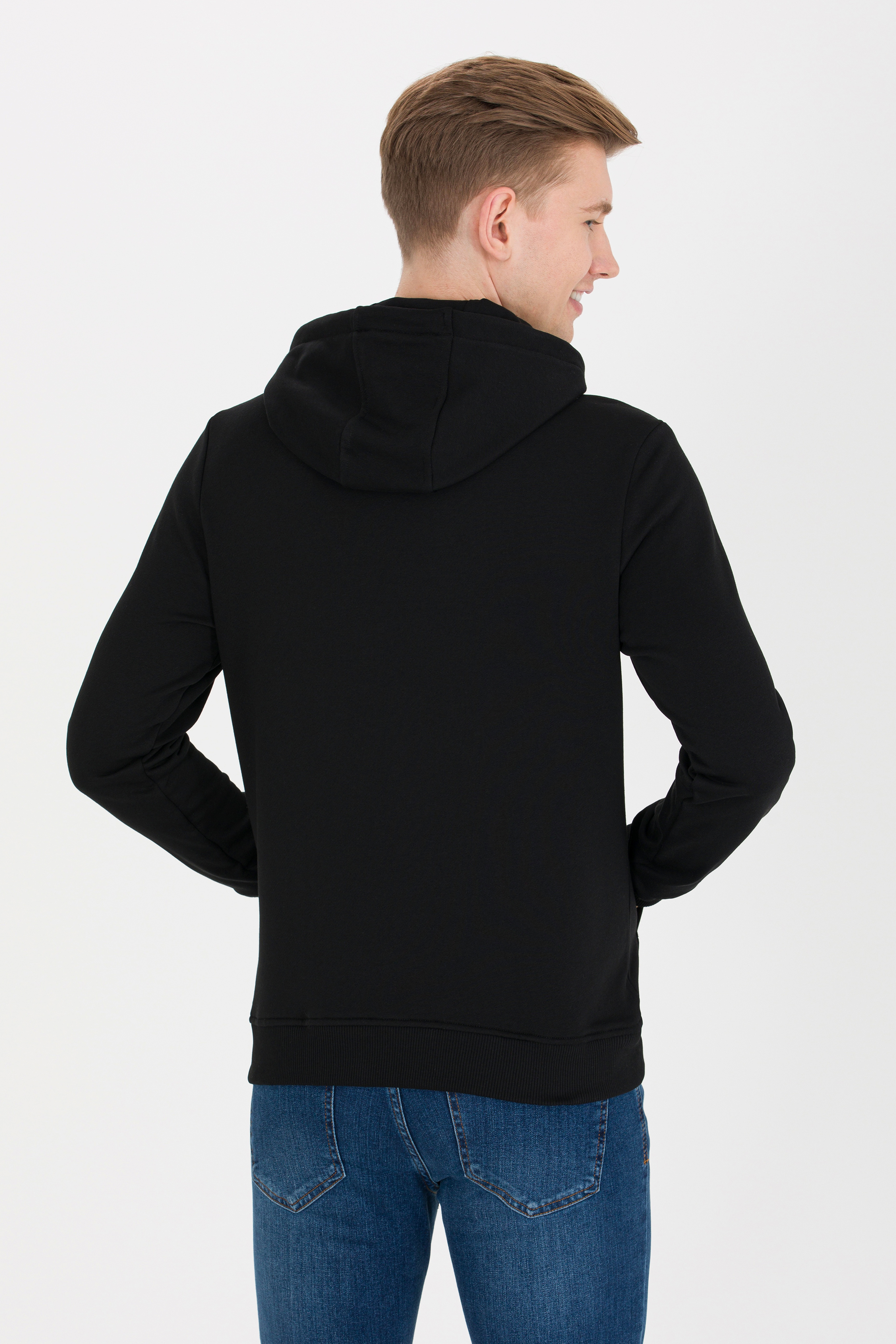 Erkek Siyah Basic Sweatshirt