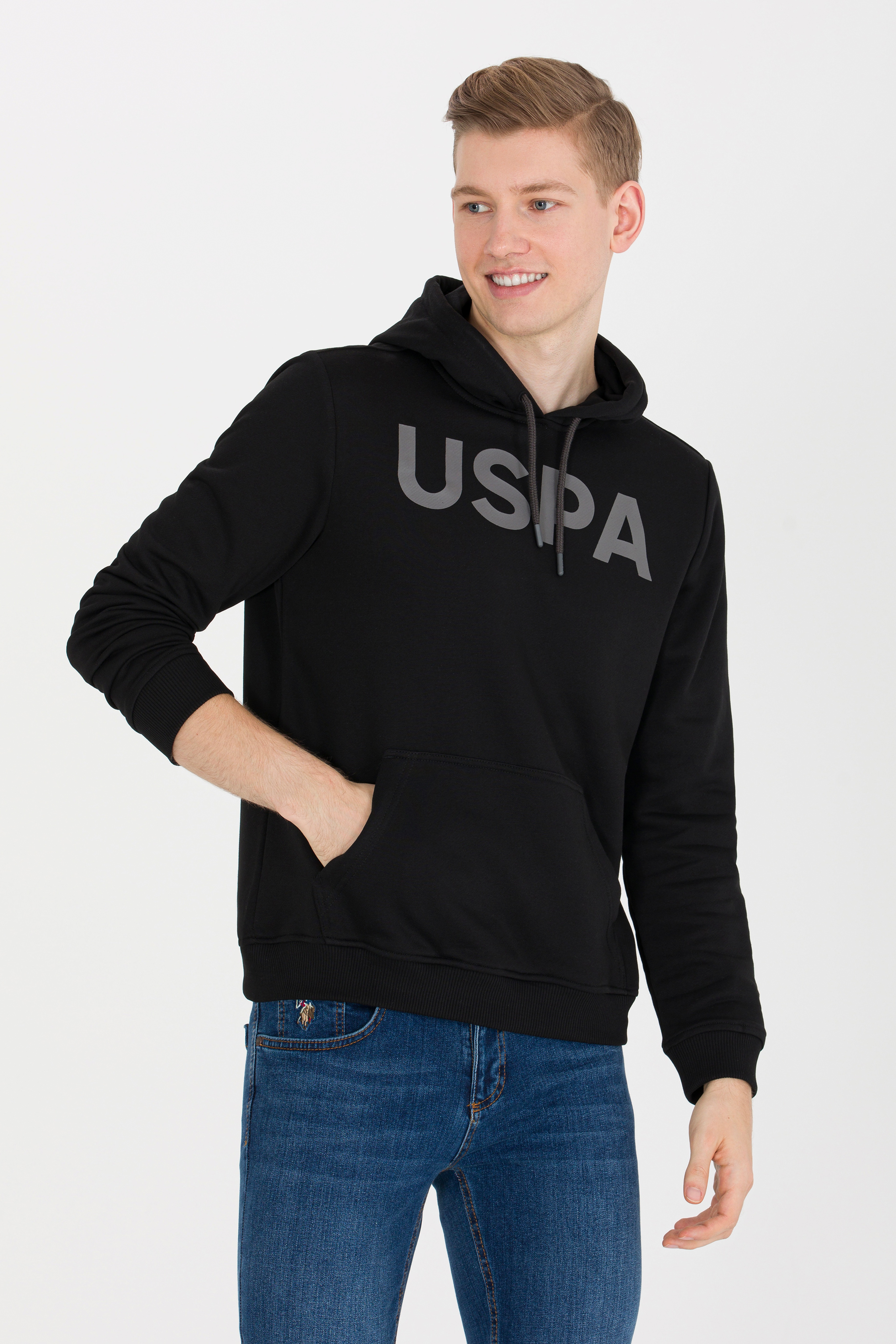 Erkek Siyah Basic Sweatshirt - Image 3