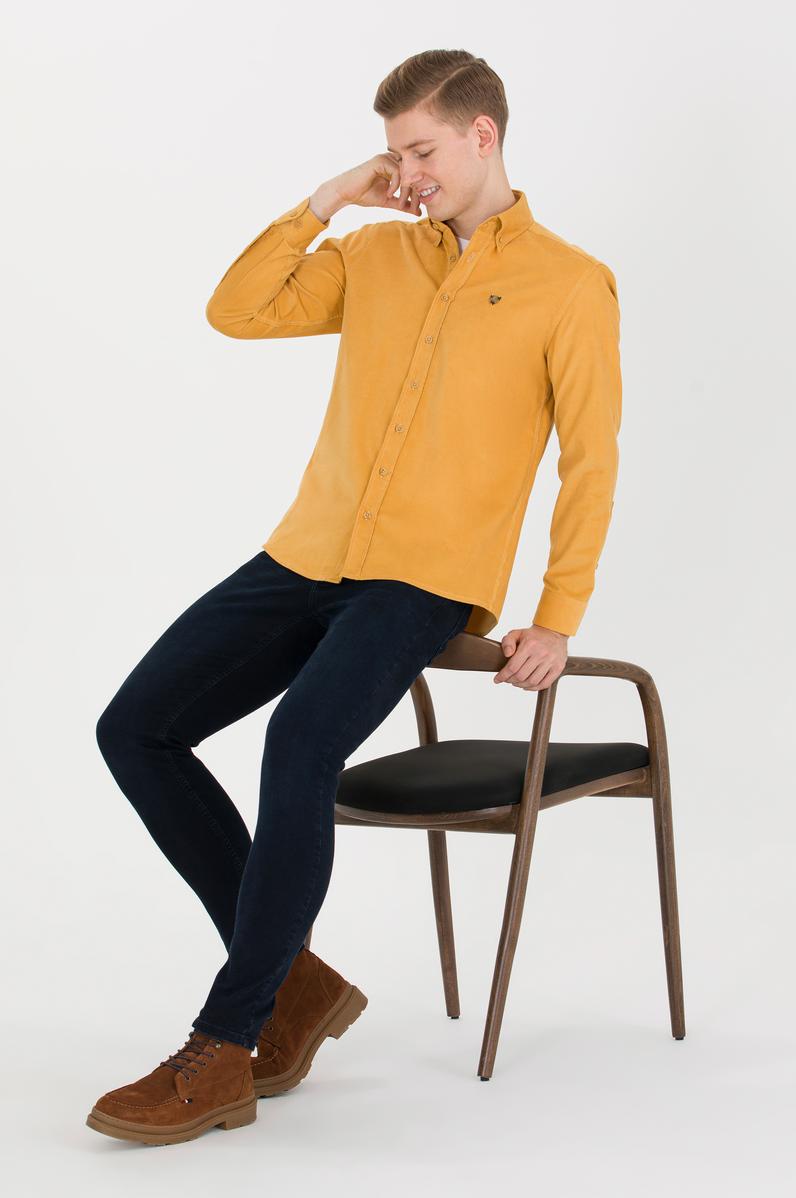 Erkek Safran Uzun Kollu Gömlek