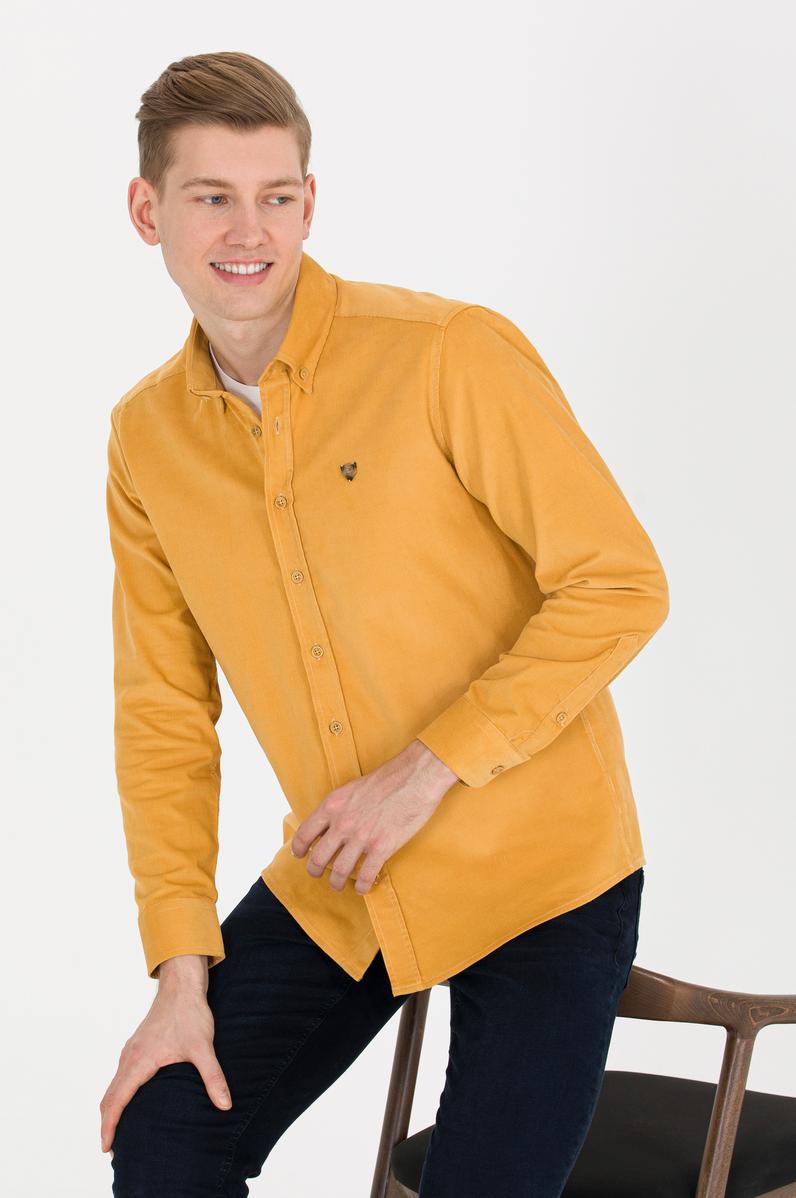 Erkek Safran Uzun Kollu Gömlek