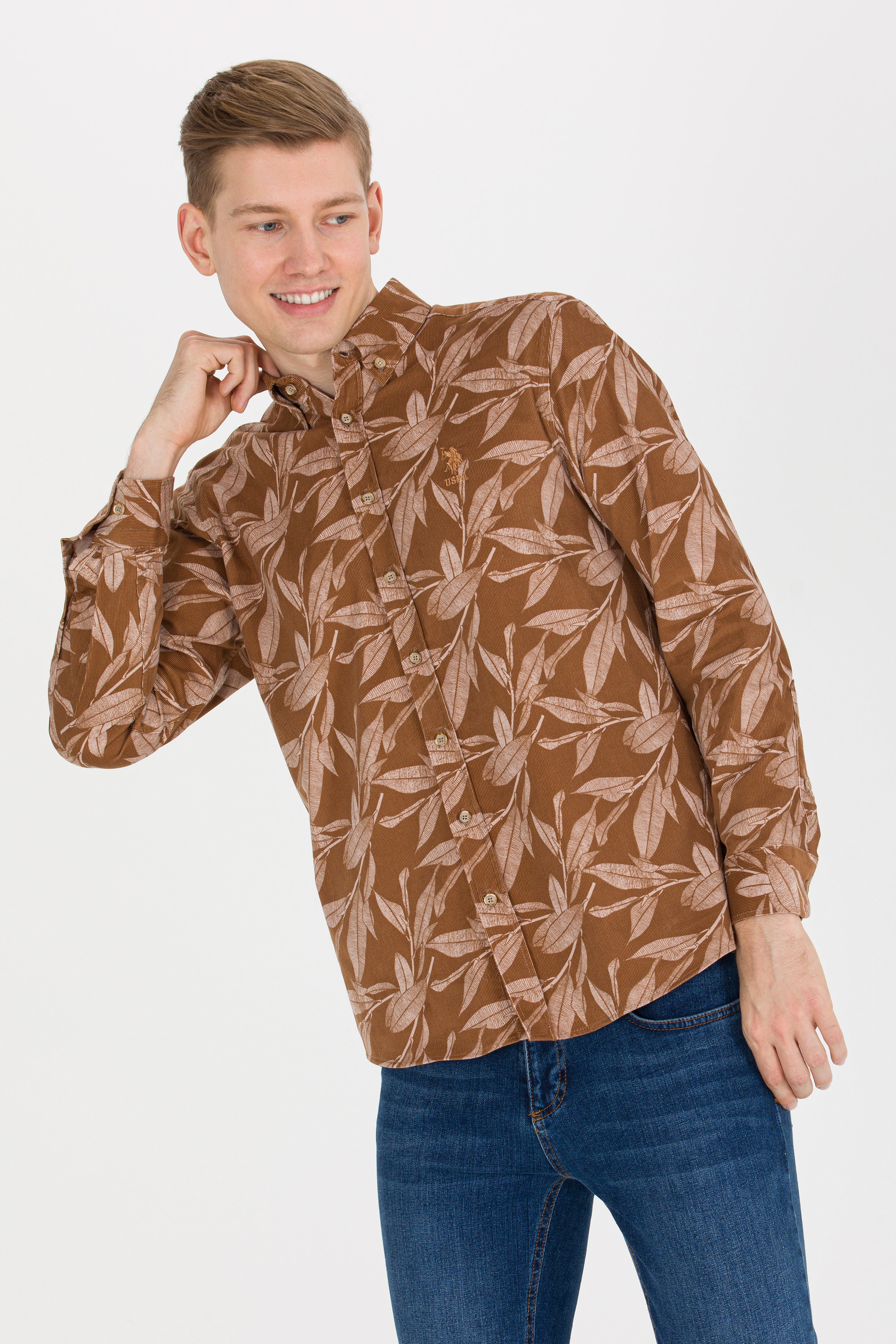 Erkek Camel Uzun Kollu Gömlek - Image 1