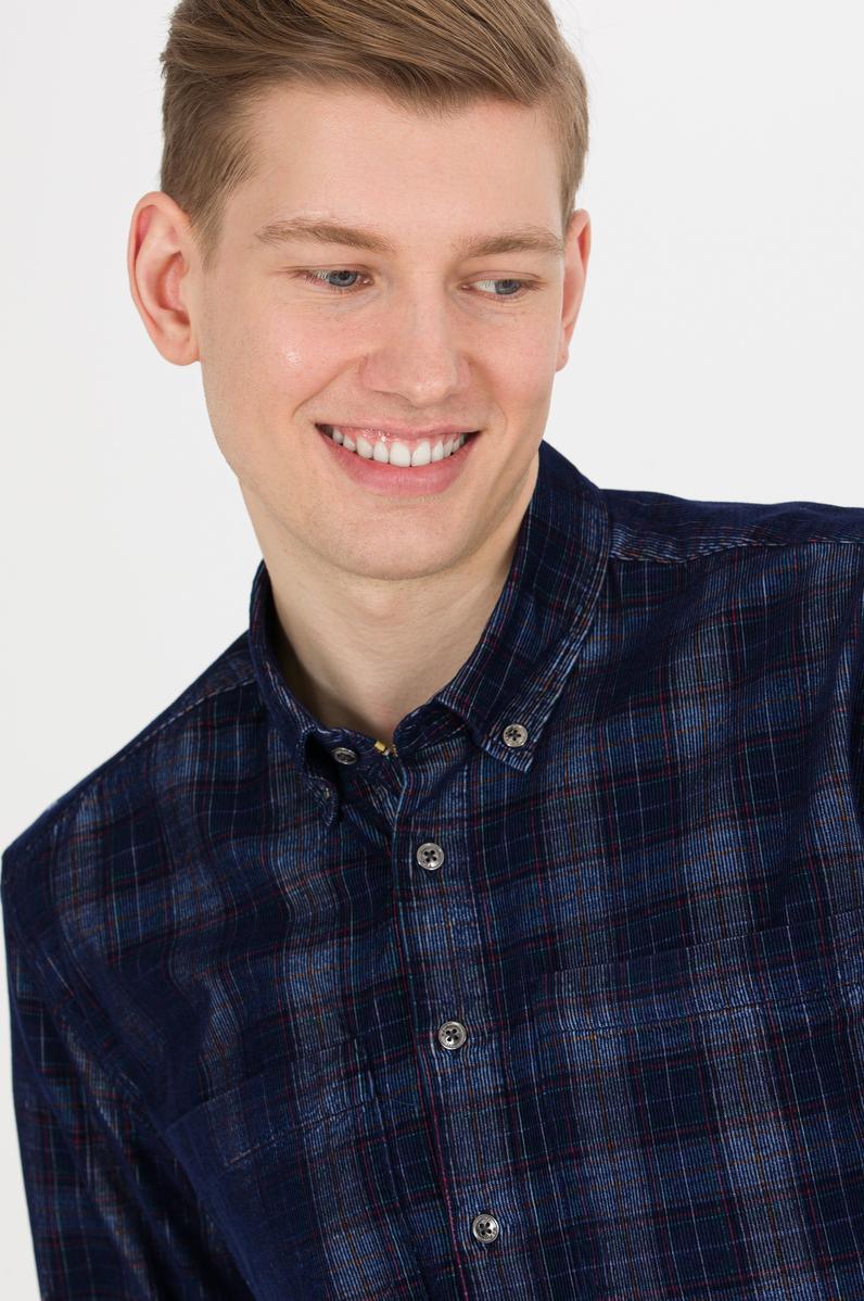 Erkek Ekoseli Lacivert Gömlek