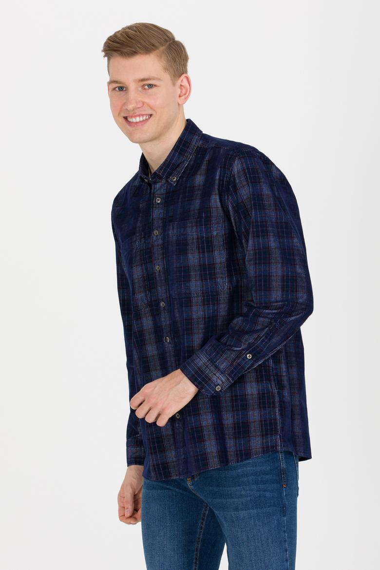 Erkek Ekoseli Lacivert Gömlek - 50256060005