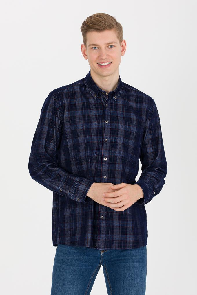 Erkek Ekoseli Lacivert Gömlek