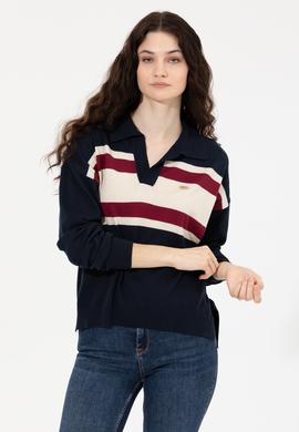 Kadın Lacivert V Yaka Kazak - 50257810006